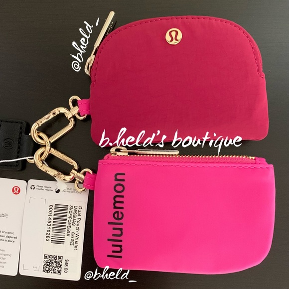 lululemon Dual Pouch Wristlet in Sonic Pink/Pomegranate/Black Gold OS New NWT - Picture 6 of 15